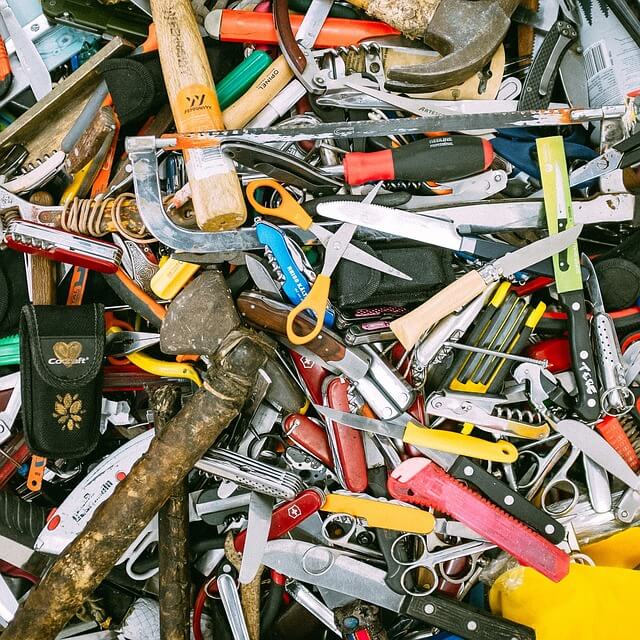 pile of various old looking tools